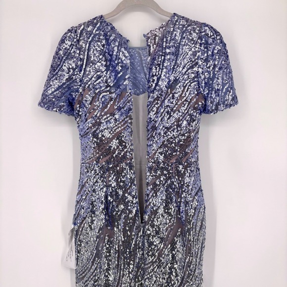 NWT Dress The Population Lia Sequin Midi Dress Sz S Blue Silver Cocktail Party - Picture 13 of 16
